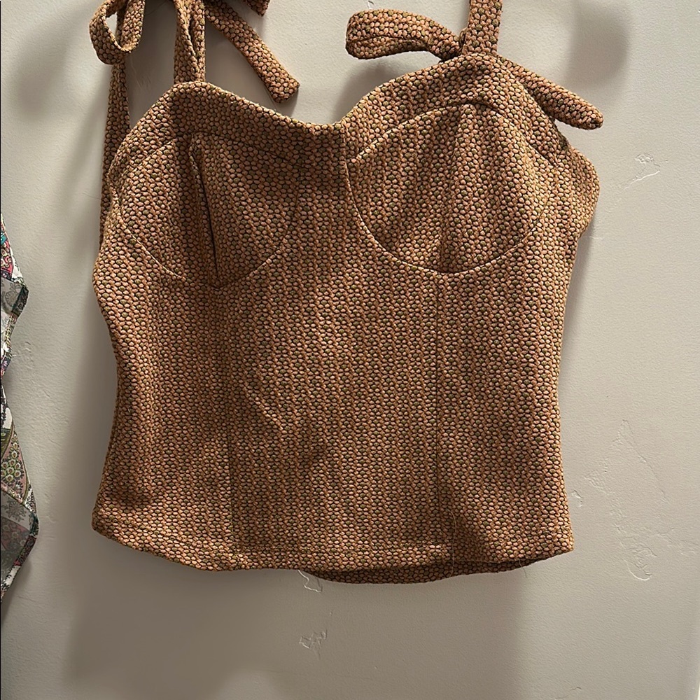Free People Tan Fitted Bustier Tank Top